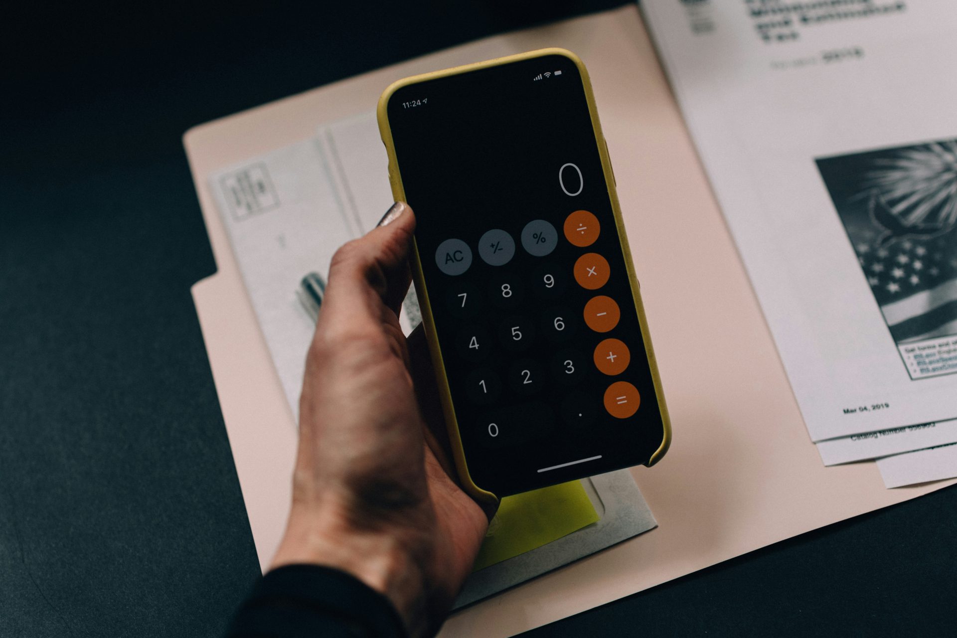 Calculator on a smartphone
